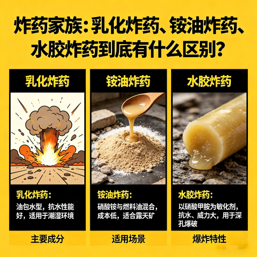 钟楼炸药家族：乳化炸药、铵油炸药、水胶炸药到底有什么区别？
